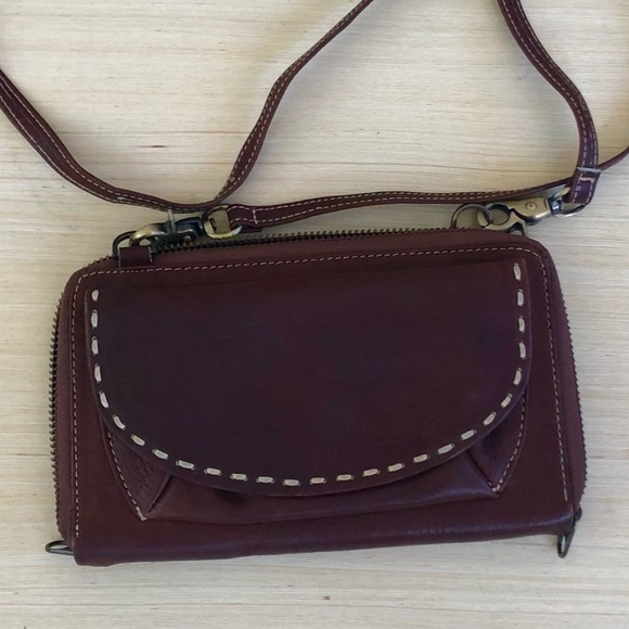 Leather purse / clutch / crossbody bag. Brown. - Picture 3 of 15